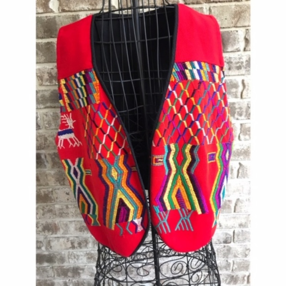 Southwest Vest Reversible Handmade Tribal Aztec one of a kind